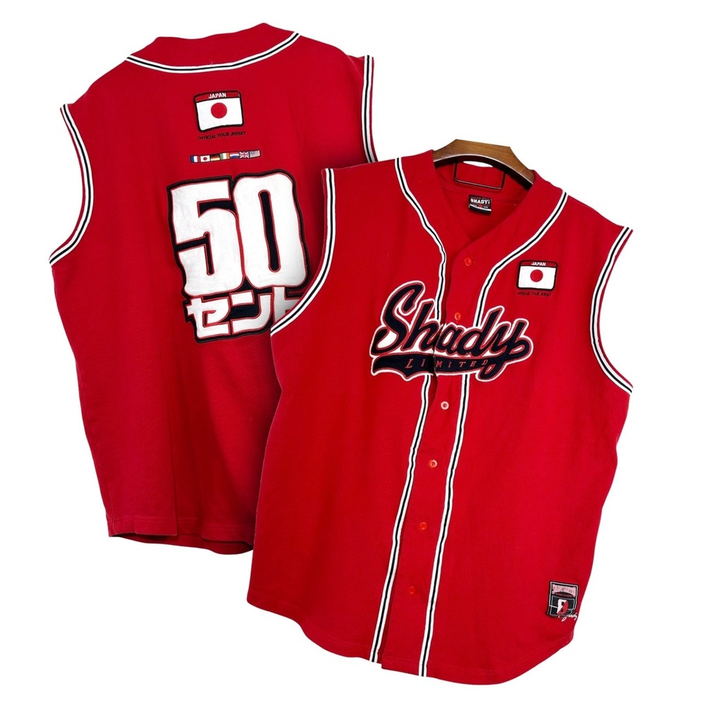 Slim Shady Limited x Eminem x 50 Cent Vintage Japan Tour Red Baseball Jersey 5XL
